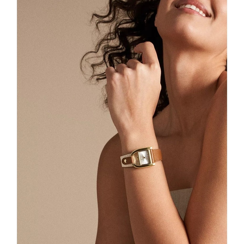 Fossil Harwell Vanilla Brown Leather Jam Wanita 28MM ES5346
