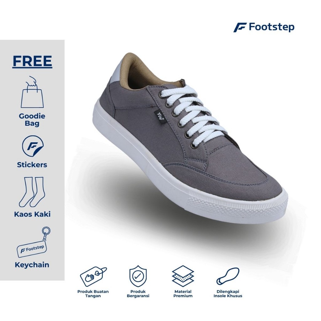 Sepatu Sneakers Pria Casual Footstep Footwear Arka Grey