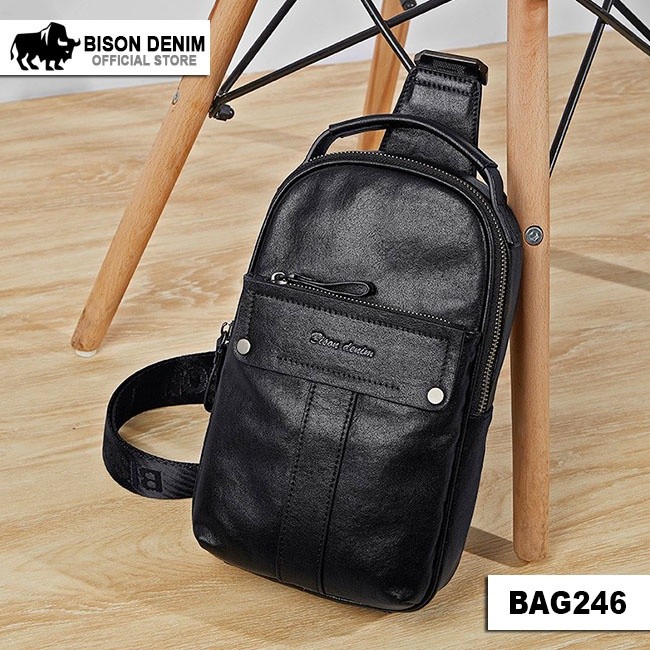 ling Bag Tas Selempang Crossbody Bag Men Genuine Leather Kulit Sapi Asli Original Merk Bison Denim Impor BAG246