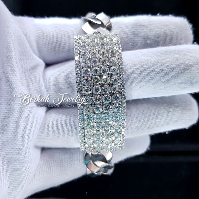 Gelang besar emas berlian asli natural diamond bersertifikat lab permata