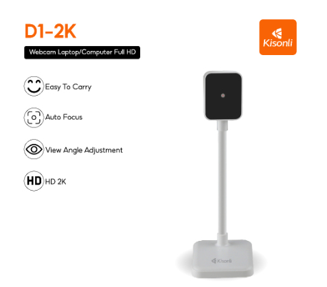 KISONLI Webcam Laptop/Komputer Full HD D1-2K Autofocus USB 2.0 Video Call Portable