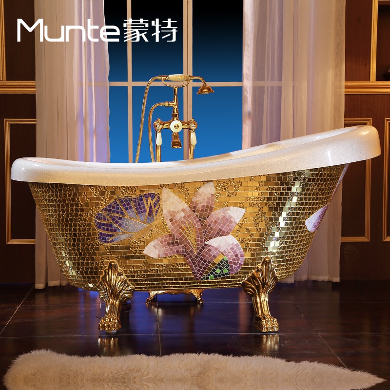 Mount bathroom mosaic European style Princess bathtub independent adult household bathtub pearl boar