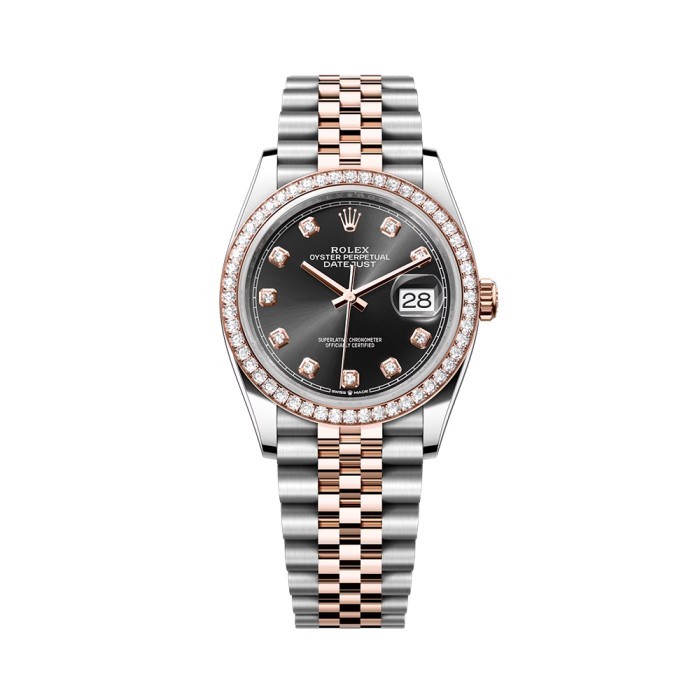 Rolex Datejust 36 126281 Black Everose Gold with Diamond Bezel Jubilee