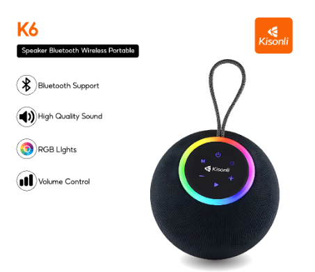 KISONLI Speaker Bluetooth K6 Wireless Stereo Portable 30 Watt RGB Powerful 4000mAh