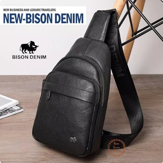 Bison Denim-Tas Selempang / Sling Bag Pria Kulit Sapi Asli (N20033-1B)