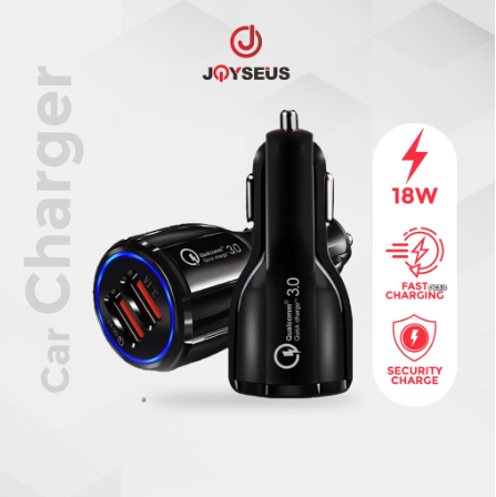 Car Charger Colokan Mobil 2 Ports QC3.0 3.1A JOYSEUS Qualcomm Black White - JM0001 JM0002
