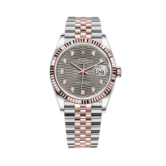 Rolex Datejust 36 126231 Grey Fluted Diamonds Jubilee Steel RG
