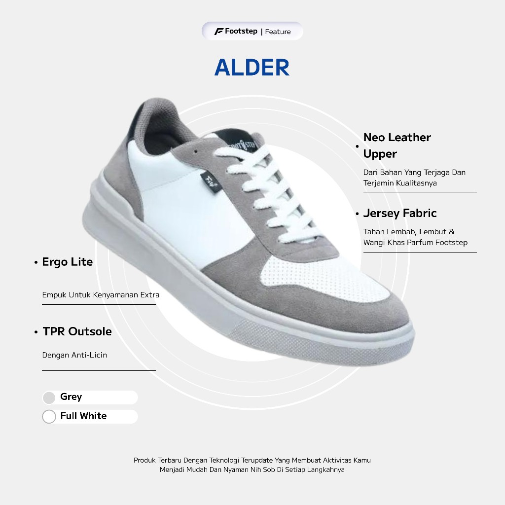 Footstep Footwear Sepatu Pria Sneakers Alder Grey Original Shoes
