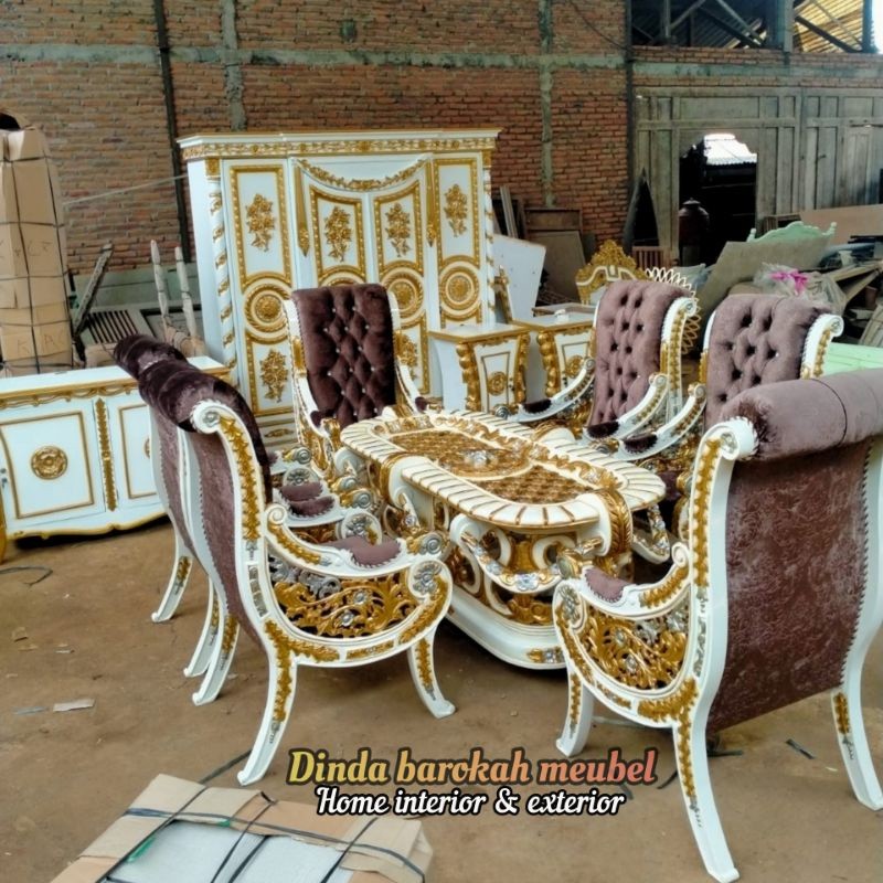 MEJA MAKAN RAFI AHMAD JATI SET 6 KURSI, MEJA MAKAN MEWAH CAT DUCO ELEGAND BERKUALITAS