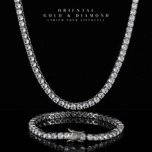 Moissanite : Double Lock Tennis Men Necklace D VVS1 Diamond Chain Fine