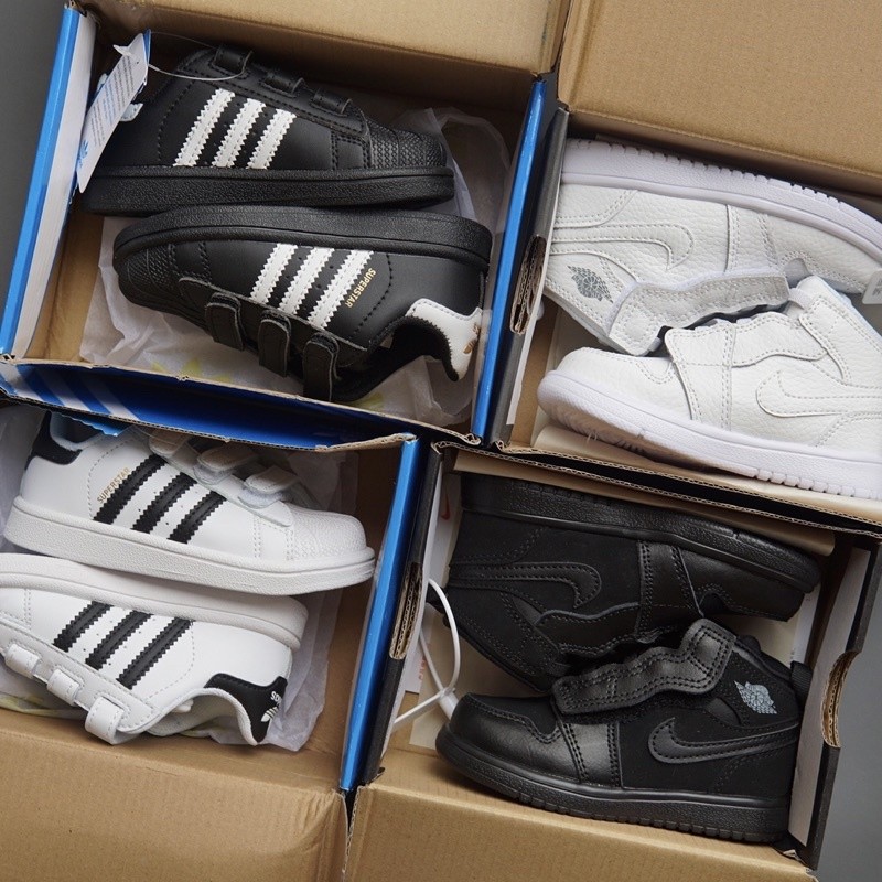 Sepatu sneaker anak anak unisex HITAM PUTIH ORIG SUPER import