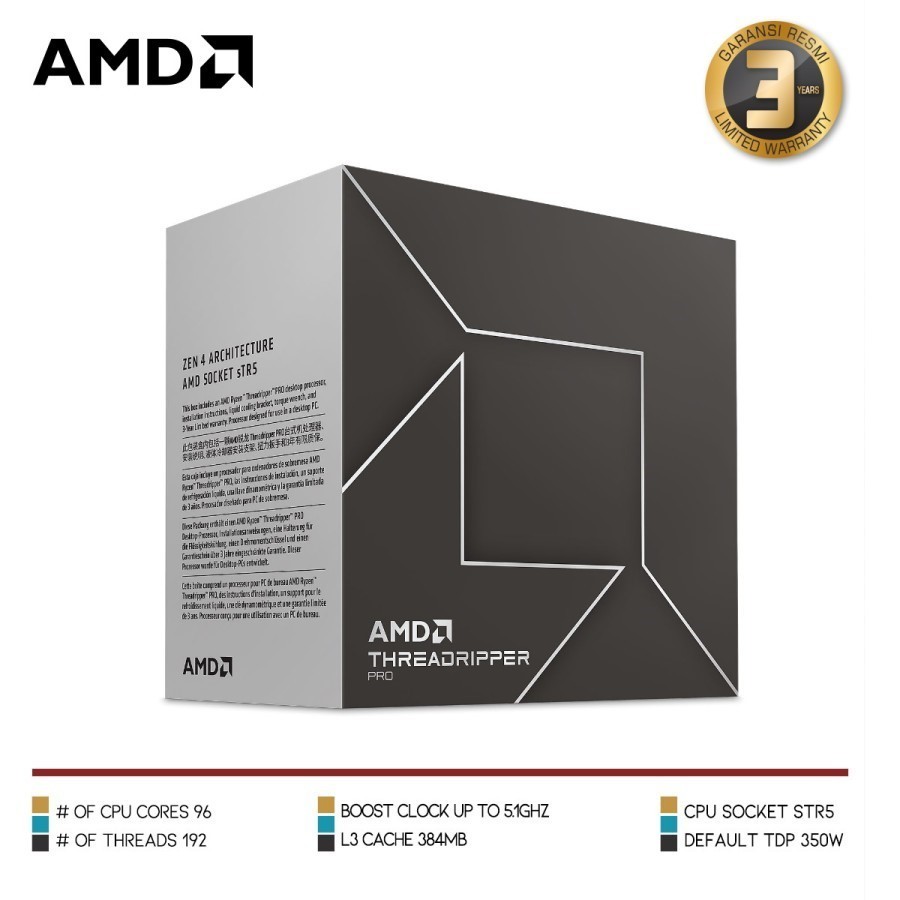 AMD Ryzen Threadripper PRO 7995WX 96-Core 192 Threads Upto 5.1GHz sTR5